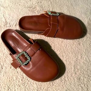 Seestarz Brown Leather Clogs (38)